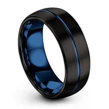 Amazon Hot Sale 8mm Tungsten Steel Black Rings Personalidade de jóias Tungstênio Anel